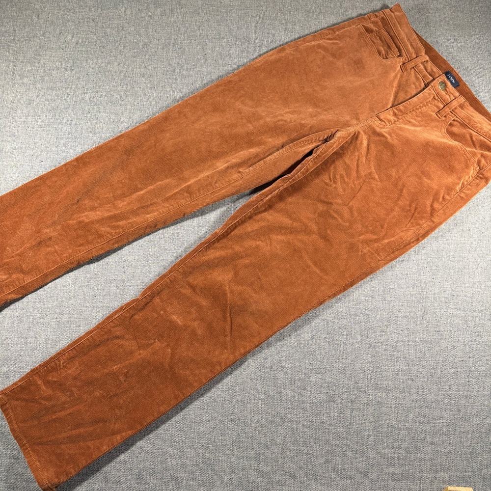 J.Crew Corduroy Pants Womens 28 Burnt Orange Straight Leg Stretch BT006
